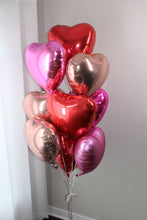 Load image into Gallery viewer, LARGE LUXE BALLOON BOUQUET: ROSE GOLD, RED, FUSCHIA