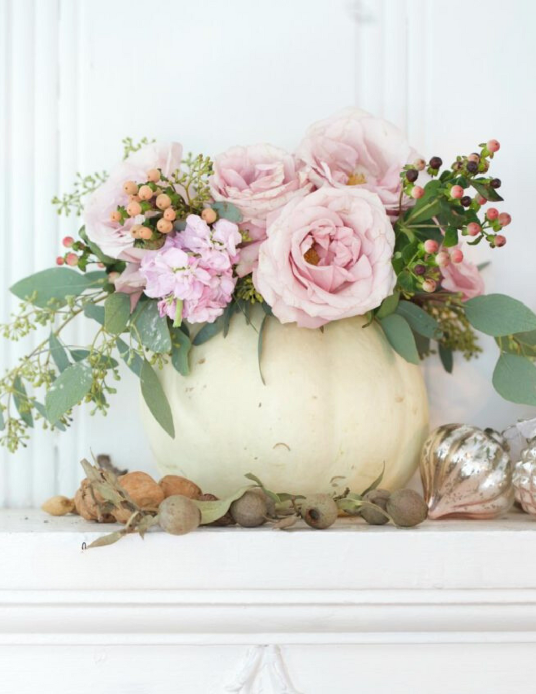 Blush Fall Harvest Pumpkin Centerpiece