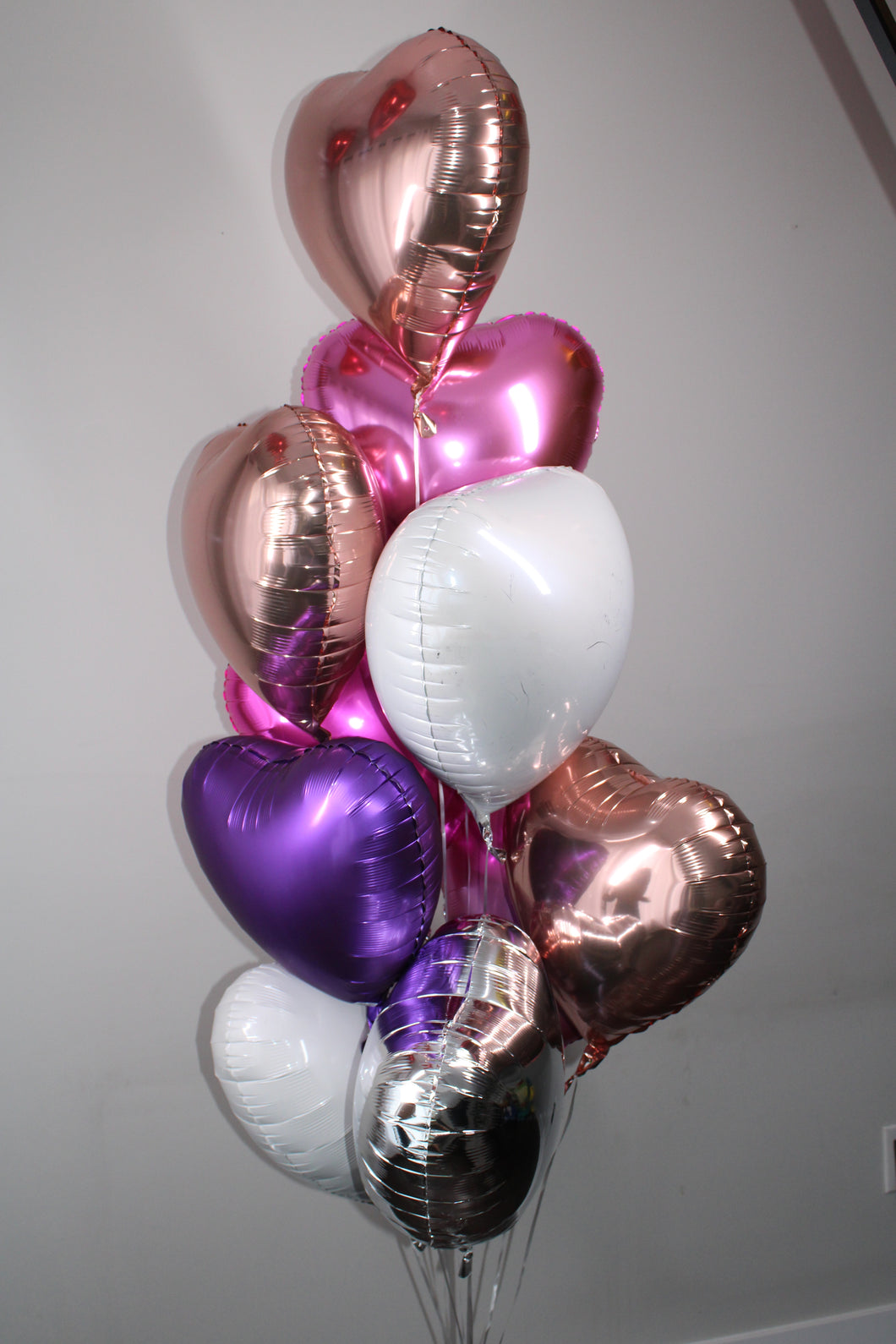 LARGE LUXE BALLOON BOUQUET: (FUSCHIA, ROSE GOLD, WHITE, PURPLE)