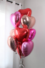 Load image into Gallery viewer, LARGE LUXE BALLOON BOUQUET: ROSE GOLD, RED, FUSCHIA
