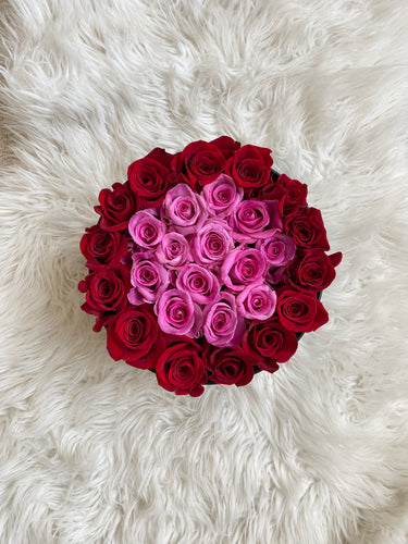 Pink & Red Round Bloom Box | Luxe Blooms