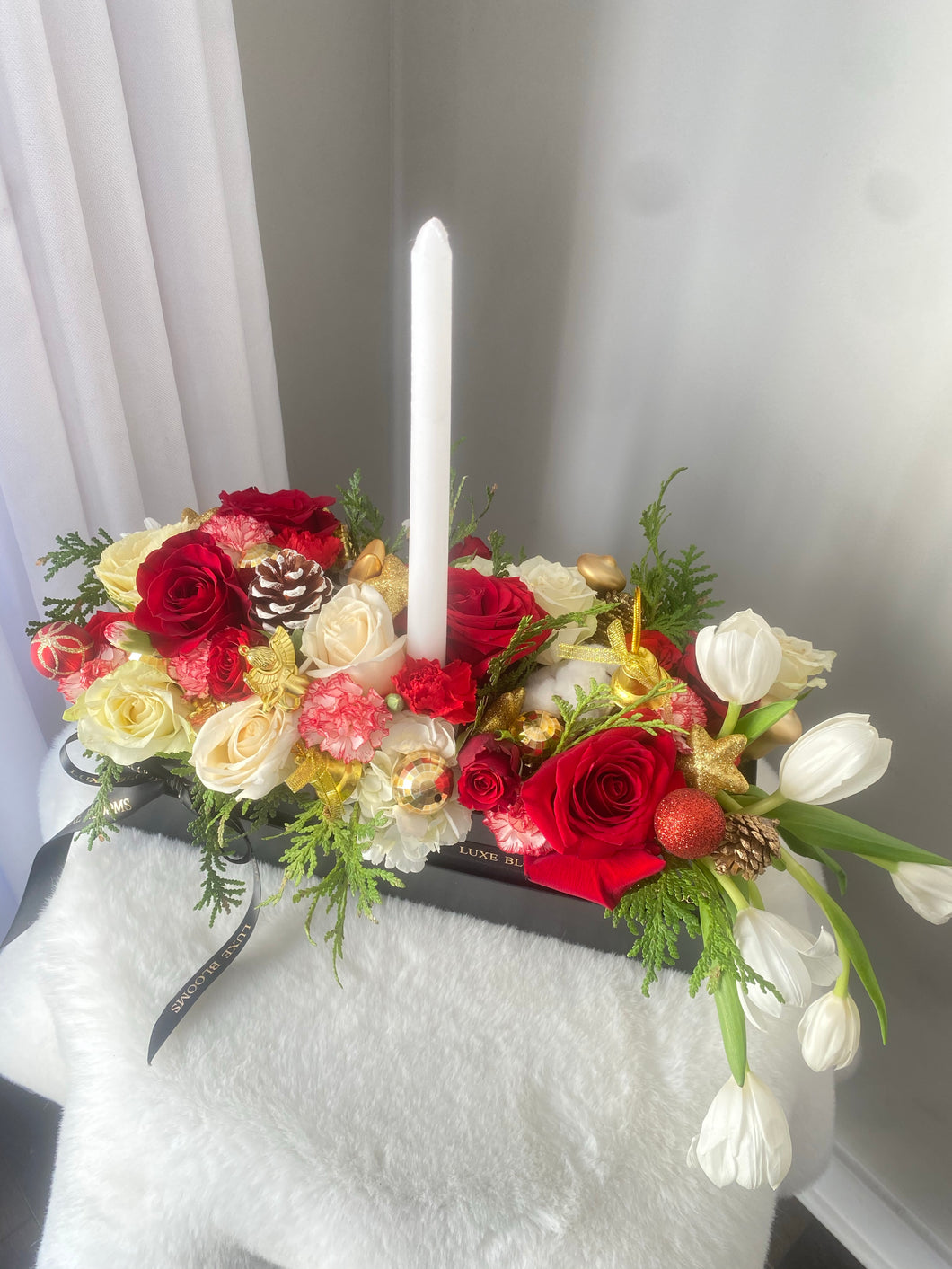 Lush Candle Christmas Centerpiece