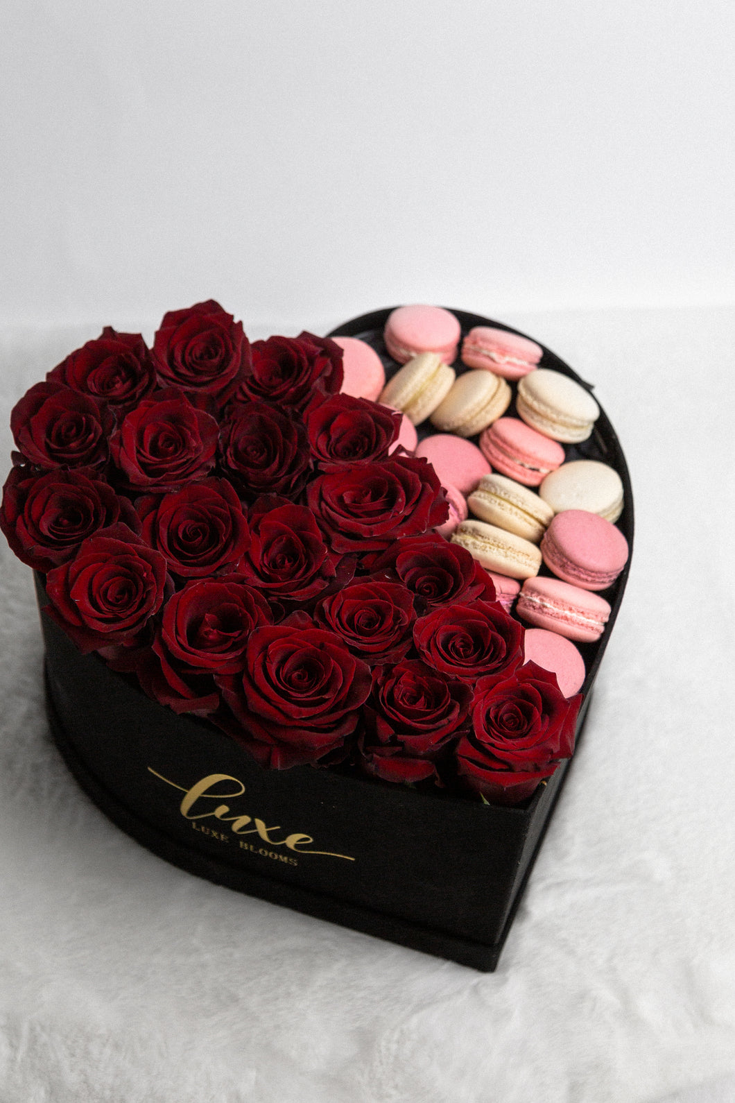 Rose & Macaron Heart Box
